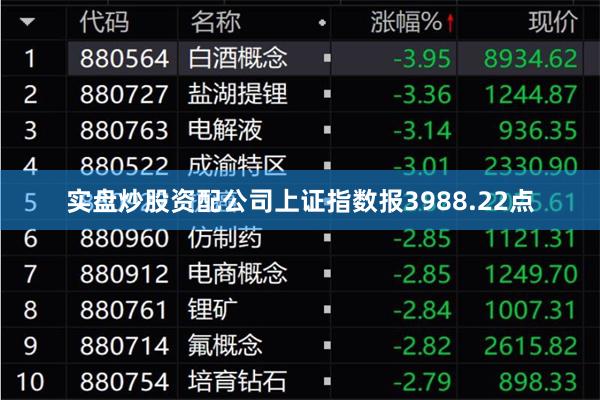 实盘炒股资配公司上证指数报3988.22点